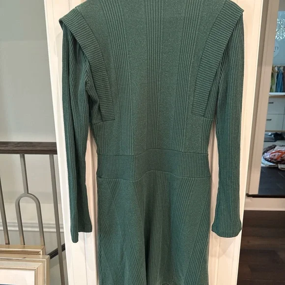 Maeve by Anthropologie Green Ribbed Knit Mock Neck Sweater Dress | Small - Picture 4 of 4
